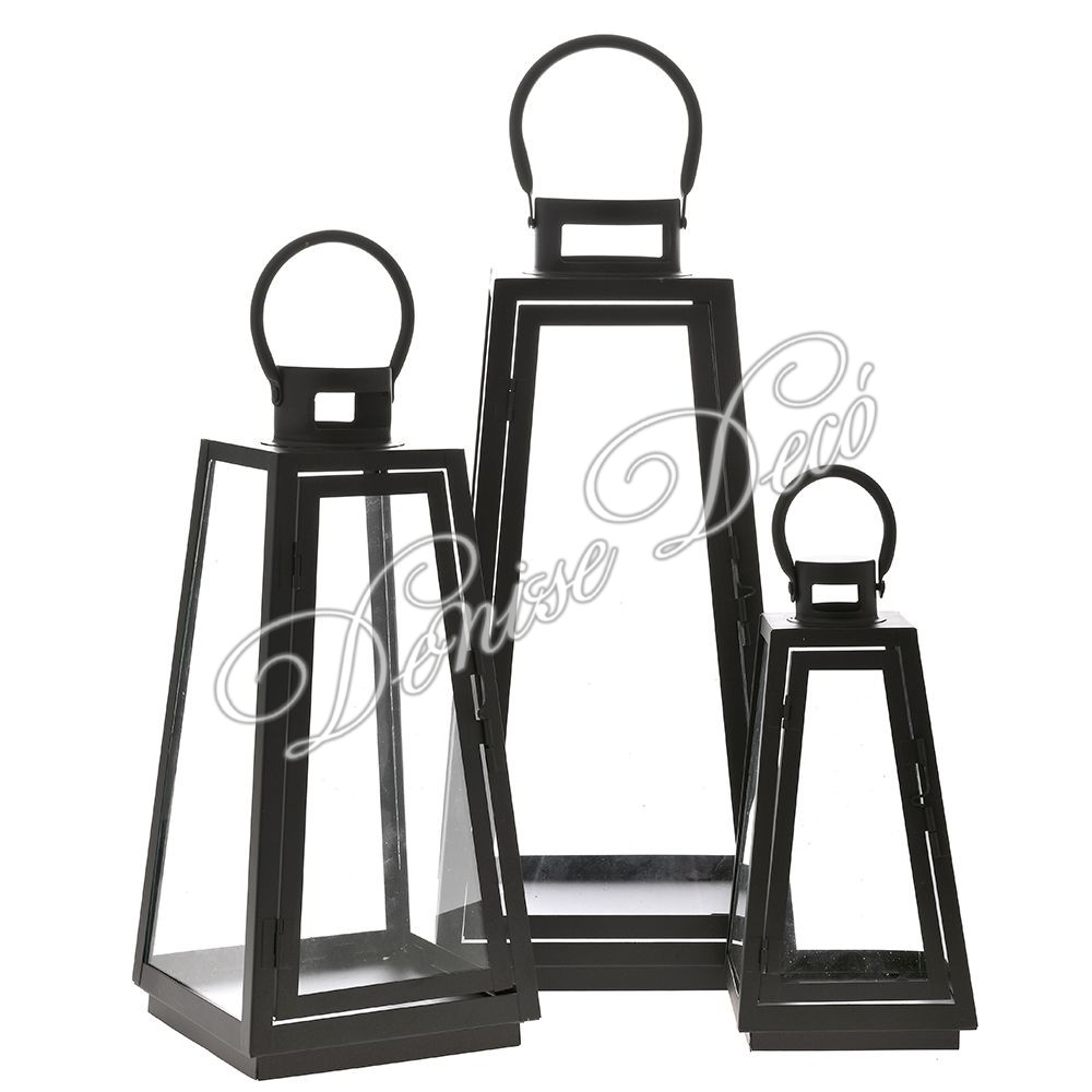 Μεταλλικο μαυρο πυραμιδα φαναρι 1 - Denise Deco Μεταλλικο μαυρο πυραμιδα φαναρι