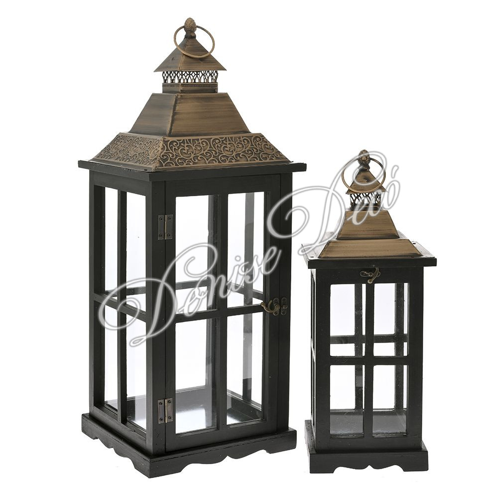 Ξυλινο Φαναρι Σετ 03 1 - Denise Deco Ξυλινο Φαναρι Σετ 03